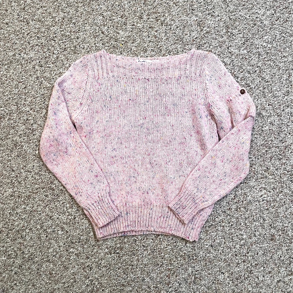 Vintage 80s pink wool knit crewneck sweater